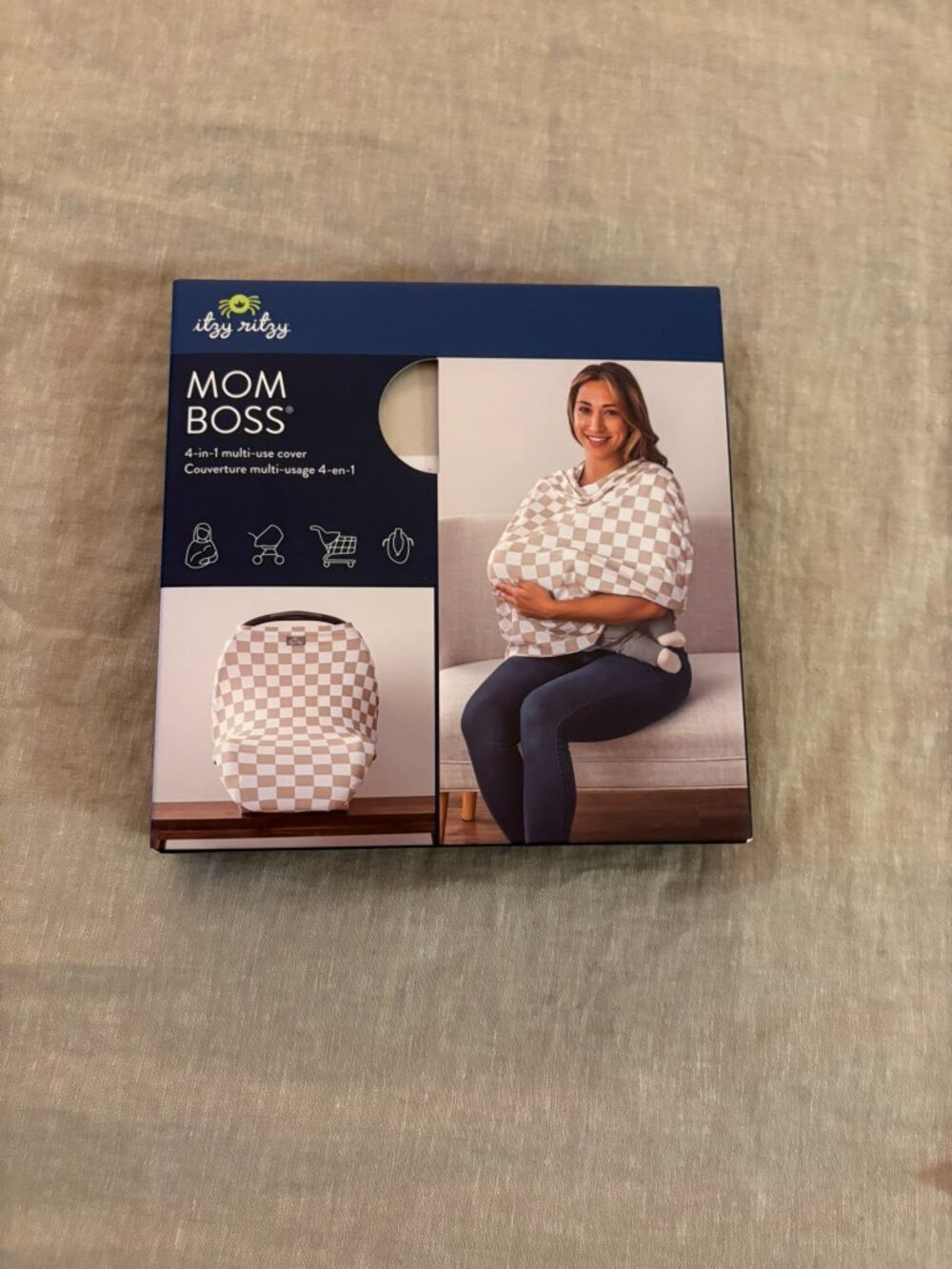 Itzy Ritzy 4-in-1 Nursing Car Seat Stroller Cover Checkerboard (NIB)